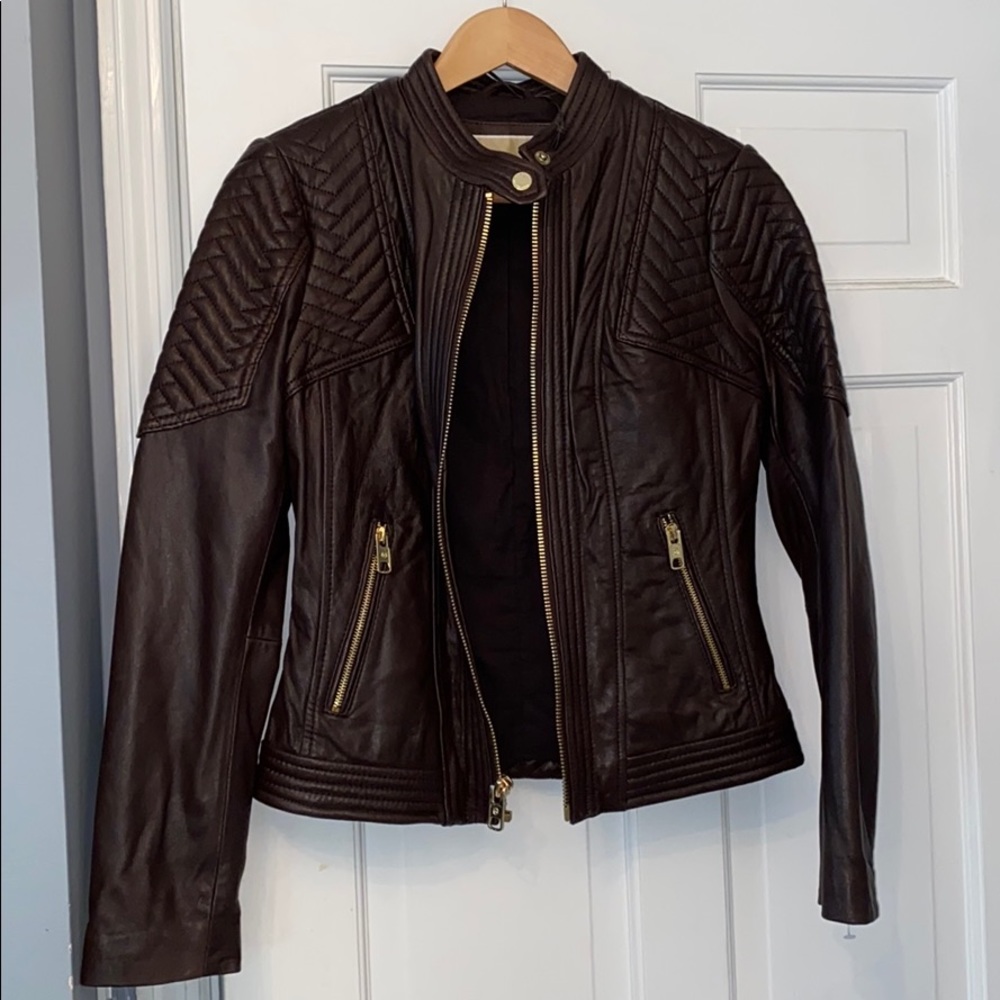 Michael Kors Brown Leather Jacket